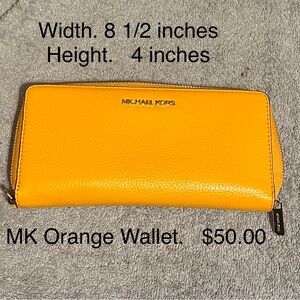 Michael Kors Yellow-Orange Pebbled Zip Wallet